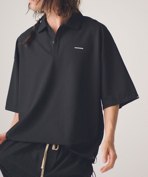 ADAM PATEK(アダムパテック)の「ADAMPATEK/ripple looose polo shirt/リップルルーズポロシャツ(AP2614030)(ポロシャツ・レディース・ブラック/グレー・1/2)」の5枚目の写真