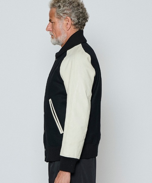 ACANTHUS(アカンサス)の「mj11560-Studium Jacket スタジアムジャケット(ST2301)(スタジャン・メンズ・ブラック/ブラック×ホワイト/ネイビー×ホワイト・XL/L/M/S)」の4枚目の写真