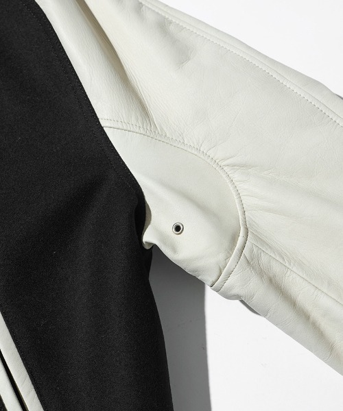 ACANTHUS(アカンサス)の「mj11560-Studium Jacket スタジアムジャケット(ST2301)(スタジャン・メンズ・ブラック/ブラック×ホワイト/ネイビー×ホワイト・XL/L/M/S)」の14枚目の写真