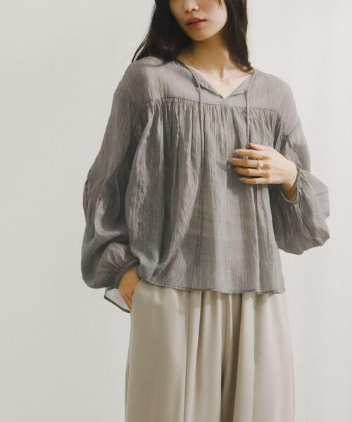 URBAN RESEARCH DOORS（アーバンリサーチドアーズ）の「Soft Crinkle Blouse（シャツ/ブラウス・レディース・ミント/グレー・FREE）」の3枚目の写真