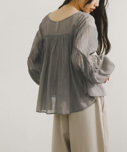 URBAN RESEARCH DOORS（アーバンリサーチドアーズ）の「Soft Crinkle Blouse（シャツ/ブラウス・レディース・ミント/グレー・FREE）」の5枚目の写真