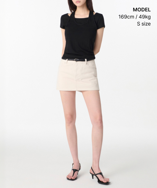 MUSINSA STANDARD WOMAN（ムシンサスタンダードウーマン）の「ウィメンズウールテンセルホルターレイヤードTシャツ[ブラック]（Tシャツ/カットソー・レディース・その他・SMALL/MEDIUM/LARGE/X-SMALL）」の19枚目の写真