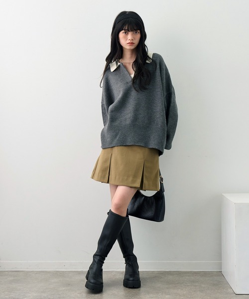 NOGLE(ノグル)の「【NOGLE/ノグル】スキッパーポロニット(ニット/セーター・レディース・グレー/グレー系その他/ブラック系/ネイビー/ブラック/グレー系/レッド系/イエロー・FREE)」の17枚目の写真