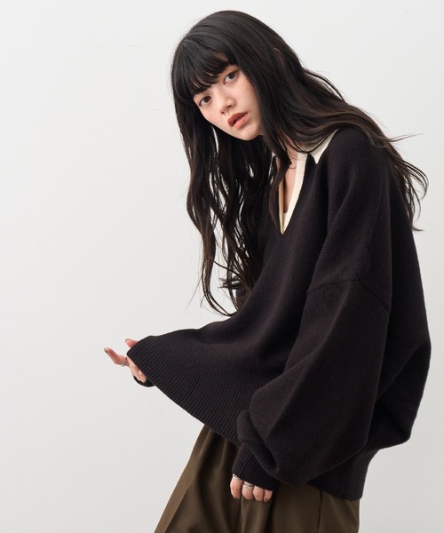 NOGLE(ノグル)の「【NOGLE/ノグル】スキッパーポロニット(ニット/セーター・レディース・グレー/グレー系その他/ブラック系/ネイビー/ブラック/グレー系/レッド系/イエロー・FREE)」の21枚目の写真