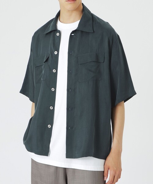 LOVELESS（ラブレス）の「キュプラフィブリルハーフスリーブCPOシャツ（シャツ/ブラウス・メンズ・オレンジ系その他3/ブラック/グリーン系その他3・M/L）」の5枚目の写真