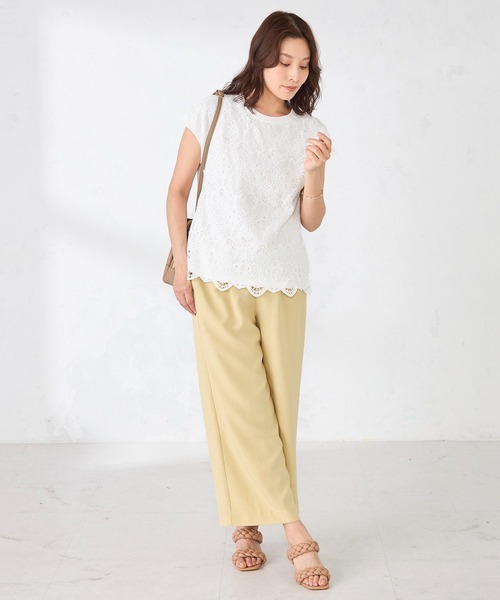 GALLORIA(ギャローリア)の「前身レースフレンチプルオーバー(Tシャツ/カットソー・レディース・オフホワイト/ベージュ/ブラック・LL/S/L/M)」の7枚目の写真
