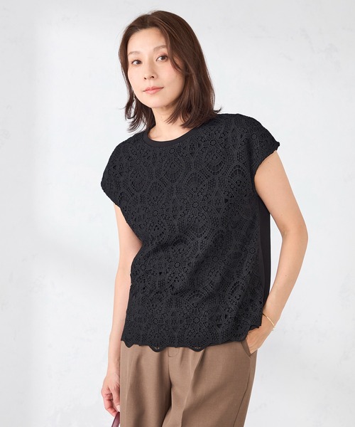 GALLORIA(ギャローリア)の「前身レースフレンチプルオーバー(Tシャツ/カットソー・レディース・オフホワイト/ベージュ/ブラック・LL/S/L/M)」の8枚目の写真