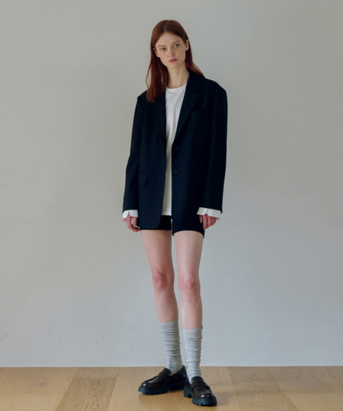 UNNOUT(アナウト)の「OVERSIZED STRIPE WOOL JACKET NAVY(テーラードジャケット・レディース・その他・SMALL/MEDIUM)」の2枚目の写真