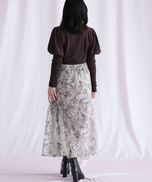 Ruwan yu(ルワンユー)の「チュール刺繍フラワーフレアスカート(スカート・レディース・ピンク・L/LL/3L/4L)」の17枚目の写真