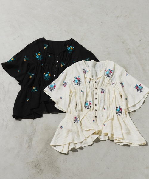 Unitage(ユニテージ)の「オリジナル刺繍楊柳ブラウス(シャツ/ブラウス・レディース・アイボリー/ブラック・FREE)」の20枚目の写真