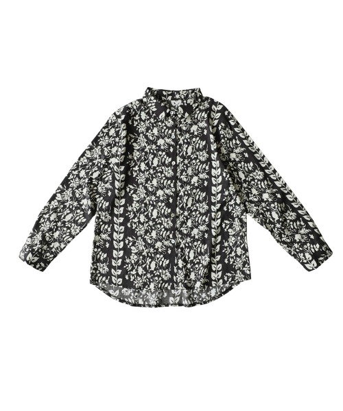 antiqua(アンティカ)の「花柄 ボタニカル柄 シアーシャツ(シャツ/ブラウス・レディース・ブラック・ONESIZE)」の7枚目の写真