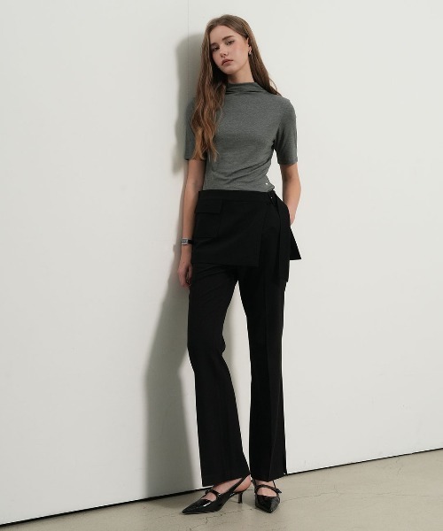 GENERAL IDEA(ジェネラルアイデア)の「【GENERAL IDEA】スカートレイヤードブーツカットパンツ / SKIRT-LAYERED BOOTCUT PANTS(スラックス・レディース・ブラウン系/ブラック・L/M/S)」の6枚目の写真