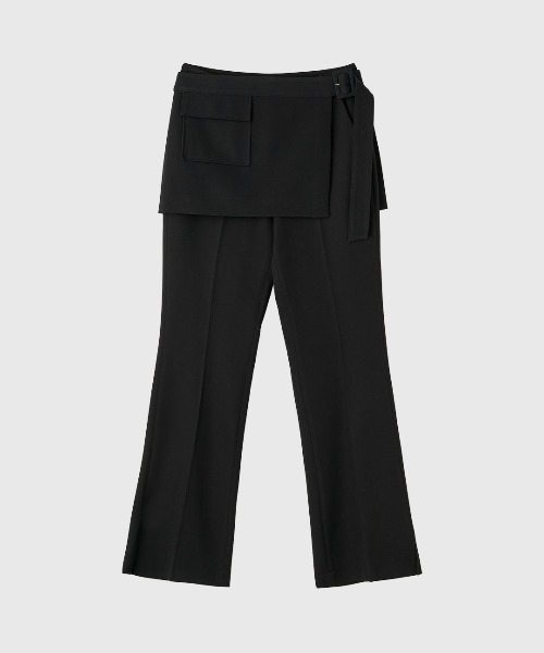 GENERAL IDEA(ジェネラルアイデア)の「【GENERAL IDEA】スカートレイヤードブーツカットパンツ / SKIRT-LAYERED BOOTCUT PANTS(スラックス・レディース・ブラウン系/ブラック・L/M/S)」の7枚目の写真