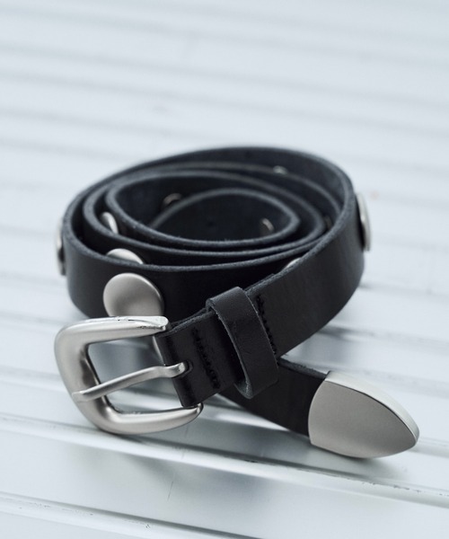 seyto(セイト)の「Leather round studs belt / レザーラウンドスタッズベルト(ベルト・メンズ・ブラック・FREE)」の4枚目の写真