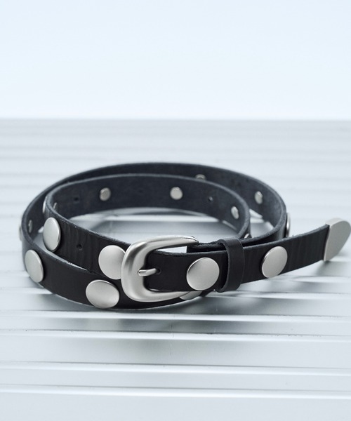 seyto(セイト)の「Leather round studs belt / レザーラウンドスタッズベルト(ベルト・メンズ・ブラック・FREE)」の6枚目の写真