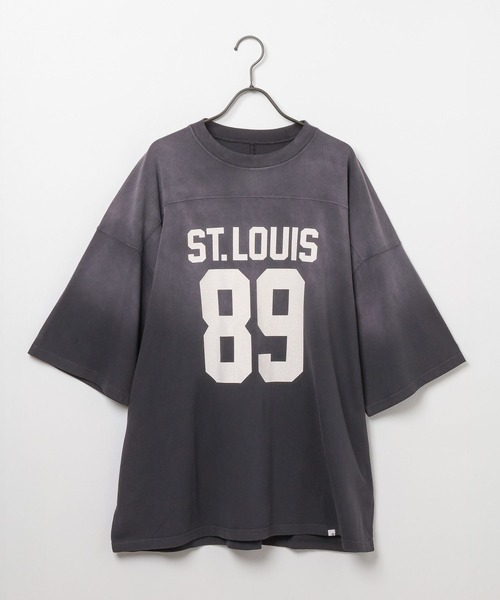 GEORGE'S(ジョージズ)の「ヒヤケフットボールプリントTシャツ(Tシャツ/カットソー・メンズ・グリーン/ライトグレー/ブラック・MEDIUM/LARGE)」の10枚目の写真