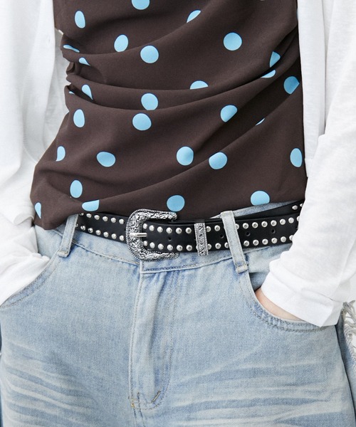 uyu.(ウユ)の「Double Studded Buckle Belt / ダブルスタッズバックルベルト(ベルト・レディース・ブラウン/ブラック・FREE)」の18枚目の写真