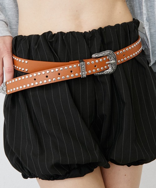uyu.(ウユ)の「Double Studded Buckle Belt / ダブルスタッズバックルベルト(ベルト・レディース・ブラウン/ブラック・FREE)」の20枚目の写真