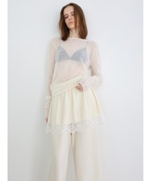 lace hem satin skirt