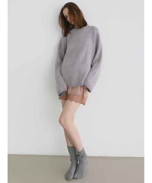 miies miim(ミーエスミーム)の「lace hem satin skirt(スカート・レディース・ピンク/アイボリー・FREE)」の8枚目の写真