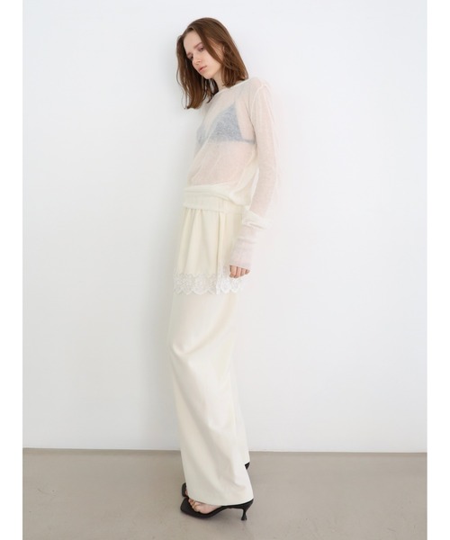 miies miim(ミーエスミーム)の「lace hem satin skirt(スカート・レディース・ピンク/アイボリー・FREE)」の9枚目の写真