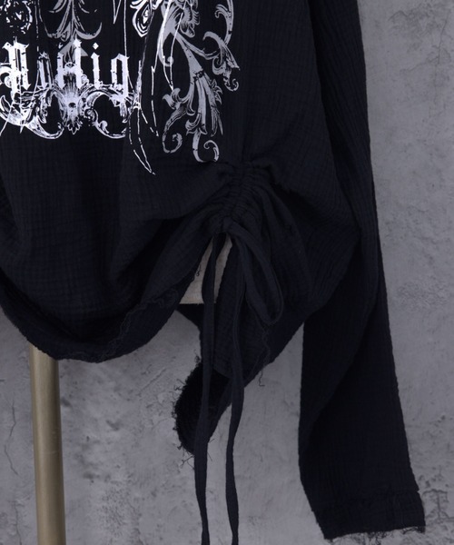 Amilige(アミリージュ)の「ダブルクロスプリントダメージガーゼトップス(Tシャツ/カットソー・レディース・ホワイト/ブラック・FREE)」の21枚目の写真