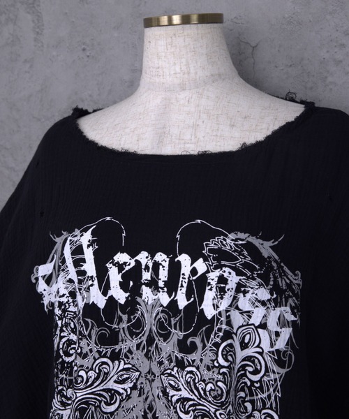 Amilige(アミリージュ)の「ダブルクロスプリントダメージガーゼトップス(Tシャツ/カットソー・レディース・ホワイト/ブラック・FREE)」の17枚目の写真