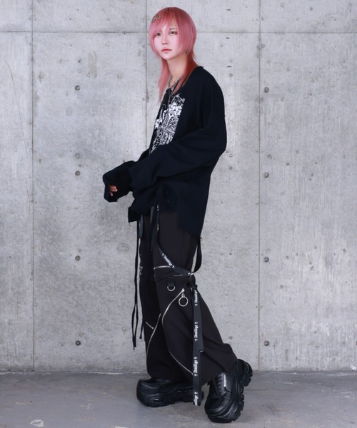Amilige(アミリージュ)の「ダブルクロスプリントダメージガーゼトップス(Tシャツ/カットソー・レディース・ホワイト/ブラック・FREE)」の14枚目の写真