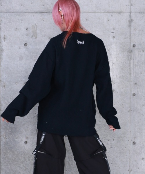 Amilige(アミリージュ)の「ダブルクロスプリントダメージガーゼトップス(Tシャツ/カットソー・レディース・ホワイト/ブラック・FREE)」の15枚目の写真