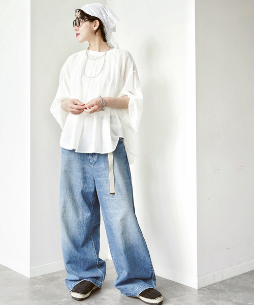 JOURNAL STANDARD LUXE(ジャーナルスタンダード ラックス)の「ハイツイストガーゼ ギャザーブラウス(シャツ/ブラウス・レディース・ブラック/ホワイト・FREE)」の8枚目の写真
