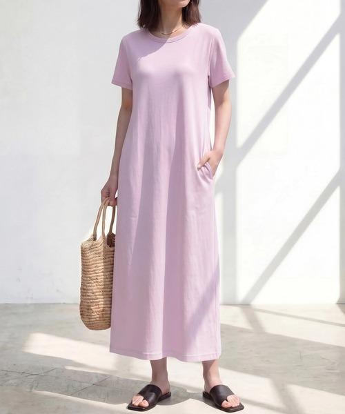 SELECT LEVERY(セレクトリベリー)の「接触冷感 楽ちんポケット付きチュニックワンピース(ワンピース・レディース・ブラック/ネイビー/ブルー/アイボリー/ラベンダー/ベージュ・LARGE/MEDIUM)」の6枚目の写真