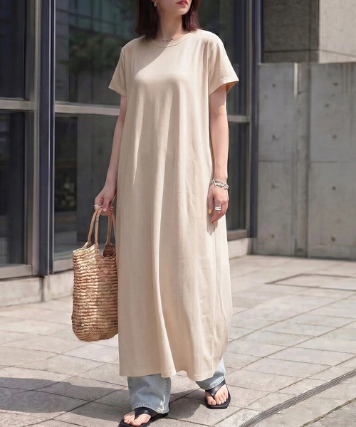 SELECT LEVERY(セレクトリベリー)の「接触冷感 楽ちんポケット付きチュニックワンピース(ワンピース・レディース・ブラック/ネイビー/ブルー/アイボリー/ラベンダー/ベージュ・LARGE/MEDIUM)」の3枚目の写真