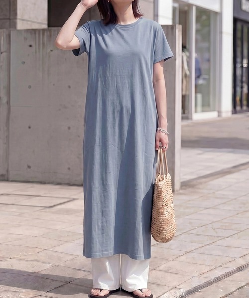 SELECT LEVERY(セレクトリベリー)の「接触冷感 楽ちんポケット付きチュニックワンピース(ワンピース・レディース・ブラック/ネイビー/ブルー/アイボリー/ラベンダー/ベージュ・LARGE/MEDIUM)」の5枚目の写真