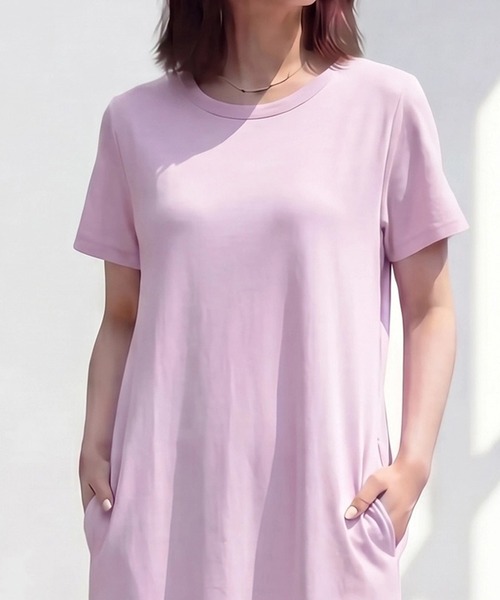 SELECT LEVERY(セレクトリベリー)の「接触冷感 楽ちんポケット付きチュニックワンピース(ワンピース・レディース・ブラック/ネイビー/ブルー/アイボリー/ラベンダー/ベージュ・LARGE/MEDIUM)」の8枚目の写真