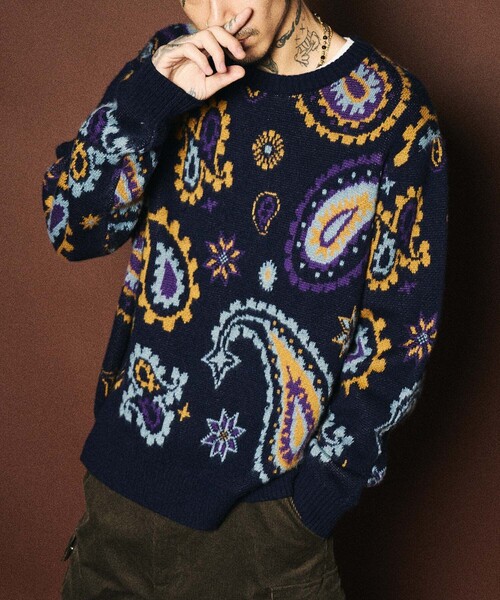 Subciety(サブサエティ)の「Paisley sweater(ニット/セーター・メンズ・ネイビー・SMALL/MEDIUM/LARGE/X-LARGE)」の1枚目の写真
