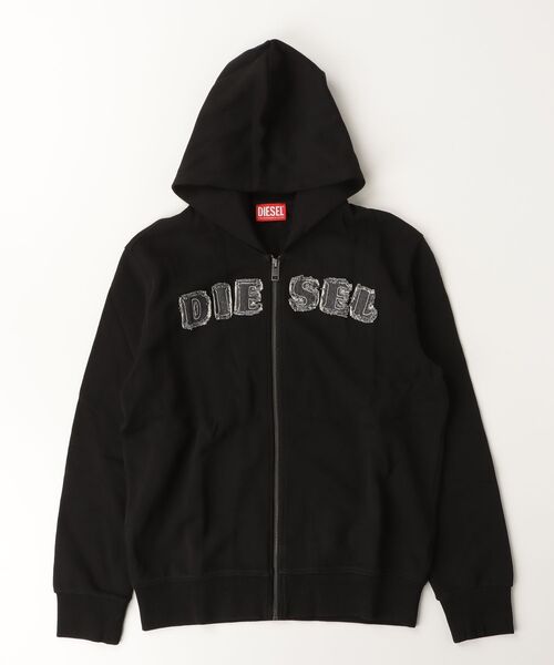 DIESEL(ディーゼル)の「キッズ ジップアップパーカー SJEANSHOOD OVER(パーカー・キッズ・グレー/ブラック・8Y/12Y/16Y/14Y/10Y)」の2枚目の写真