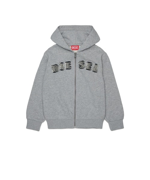 DIESEL(ディーゼル)の「キッズ ジップアップパーカー SJEANSHOOD OVER(パーカー・キッズ・グレー/ブラック・8Y/12Y/16Y/14Y/10Y)」の1枚目の写真