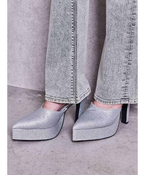 GYDA(ジェイダ)の「Shiny glitterミュール(パンプス・レディース・ブラック/シルバー・LARGE/SMALL/MEDIUM)」の5枚目の写真