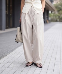 裾が絞れる薄さら涼感ワイドパンツ