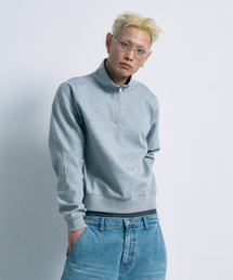 エッセンシャルハーフジップスウェットシャツグレー