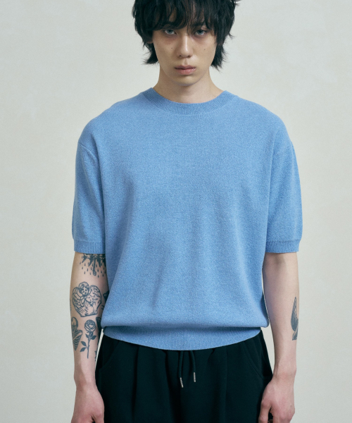 FERNOV(ペルノブ)の「エッセンシャルラウンド半袖ニット6色(ニット/セーター・メンズ・レンガ/グリーン/ホワイト/スカイブルー/ライトグレー/ネイビー・3/2/1)」の20枚目の写真