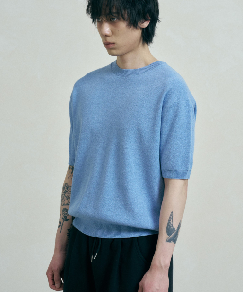 FERNOV(ペルノブ)の「エッセンシャルラウンド半袖ニット6色(ニット/セーター・メンズ・レンガ/グリーン/ホワイト/スカイブルー/ライトグレー/ネイビー・3/2/1)」の21枚目の写真
