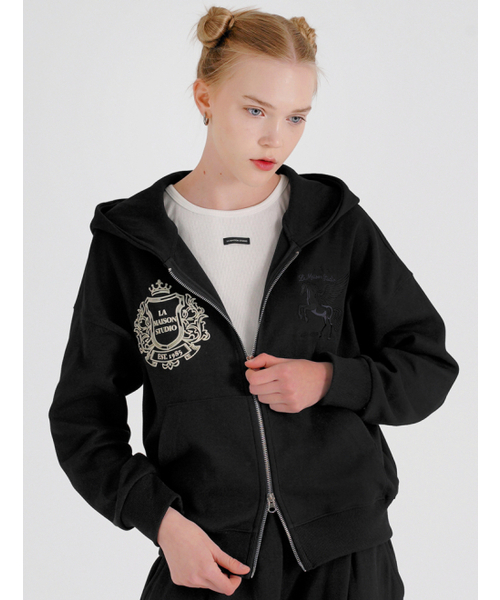 FABULOUS ARCHIVE（ファビュラスアーカイブ）の「PEGASUS CROP HOODIE ZIP-UP BLACK(FCG1ZP694M)（パーカー・レディース・ブラック・MEDIUM）」の18枚目の写真