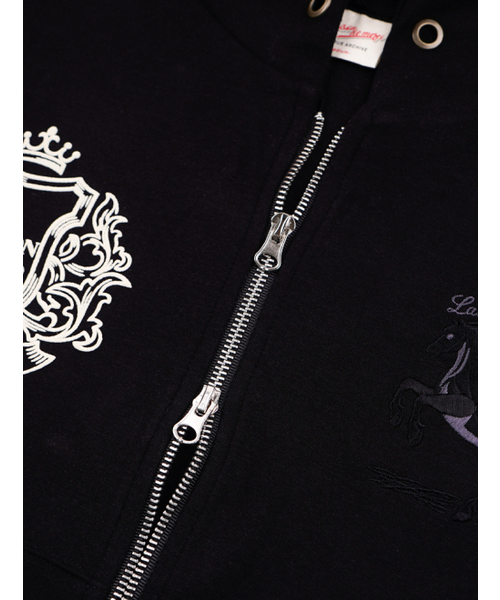 FABULOUS ARCHIVE（ファビュラスアーカイブ）の「PEGASUS CROP HOODIE ZIP-UP BLACK(FCG1ZP694M)（パーカー・レディース・ブラック・MEDIUM）」の7枚目の写真