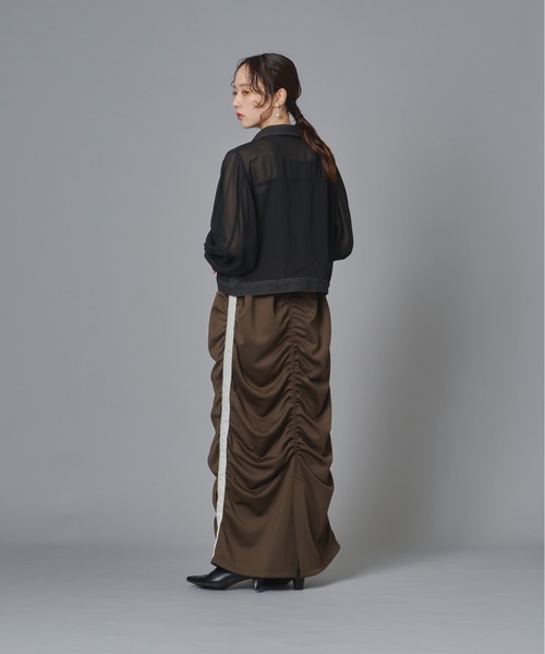 terrace(テラス)の「シアーコンビデニムショートジャケット(Tシャツ/カットソー・レディース・チャコール/カーキ/ブラック・FREE)」の13枚目の写真