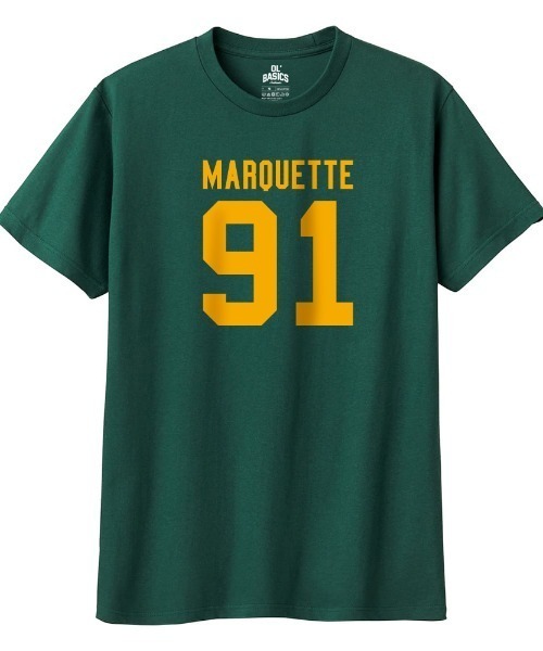 Ol' Basics(オールベーシックス)の「Ol' Basics(オール・ベーシックス) 半袖Tシャツ MARQUETTE ロゴ ナンバリング プリント 5.6オンス トップス カットソー メンズ ユニセックス(Tシャツ/カットソー・メンズ・ホワイト/ネイビー/グリーン系/バーガンディー・XS/S/M/L/XL)」の1枚目の写真