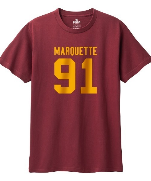 Ol' Basics(オールベーシックス)の「Ol' Basics(オール・ベーシックス) 半袖Tシャツ MARQUETTE ロゴ ナンバリング プリント 5.6オンス トップス カットソー メンズ ユニセックス(Tシャツ/カットソー・メンズ・ホワイト/ネイビー/グリーン系/バーガンディー・XS/S/M/L/XL)」の4枚目の写真