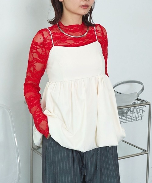 merrylatte(メリーラテ)の「バルーンキャミワンピース【TUNE】(キャミソール・レディース・ホワイト・FREE)」の6枚目の写真