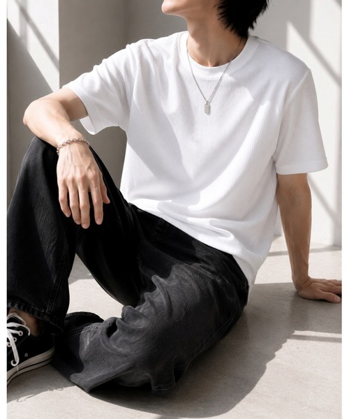 Bling Leads(ブリングリーズ)の「【Bls】 【ZM】【Bling Leads】サーマルワッフル C/N TEE(Tシャツ/カットソー・メンズ・ライトピンク/サックスブルー/カーキ/グレー/ホワイト/ネイビー/ブラック・MEDIUM/LARGE/X-LARGE)」の1枚目の写真