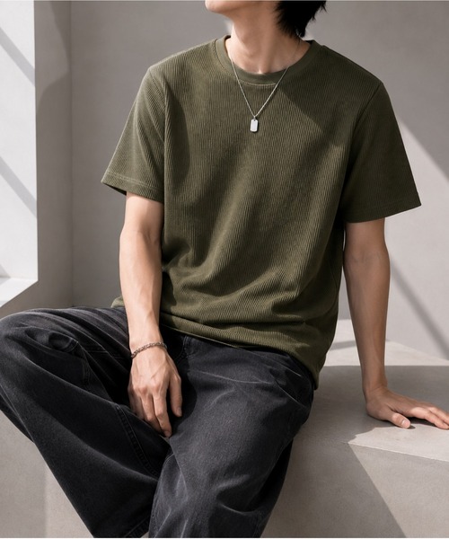 Bling Leads(ブリングリーズ)の「【Bls】 【ZM】【Bling Leads】サーマルワッフル C/N TEE(Tシャツ/カットソー・メンズ・ライトピンク/サックスブルー/カーキ/グレー/ホワイト/ネイビー/ブラック・MEDIUM/LARGE/X-LARGE)」の4枚目の写真